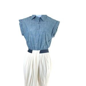 Alexander Wang Blue White Oxford Cocktail Dress Size 2